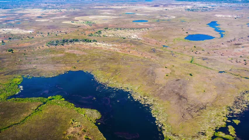 Aerial View Of The Okavango Delta In Botswana, Africa Stock Footage ...