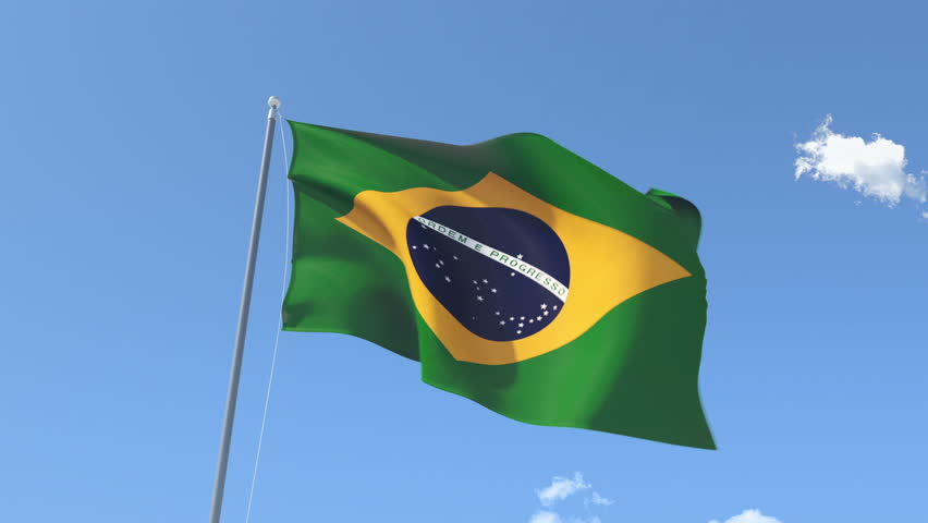 Brazilian Waving Flag On Blue Sky Stock Footage Video 9339476 ...