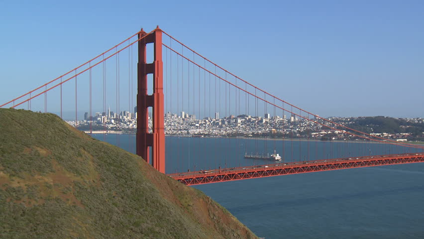 San Francisco Golden Gate Bridge Panorama Shot Stock Footage Video