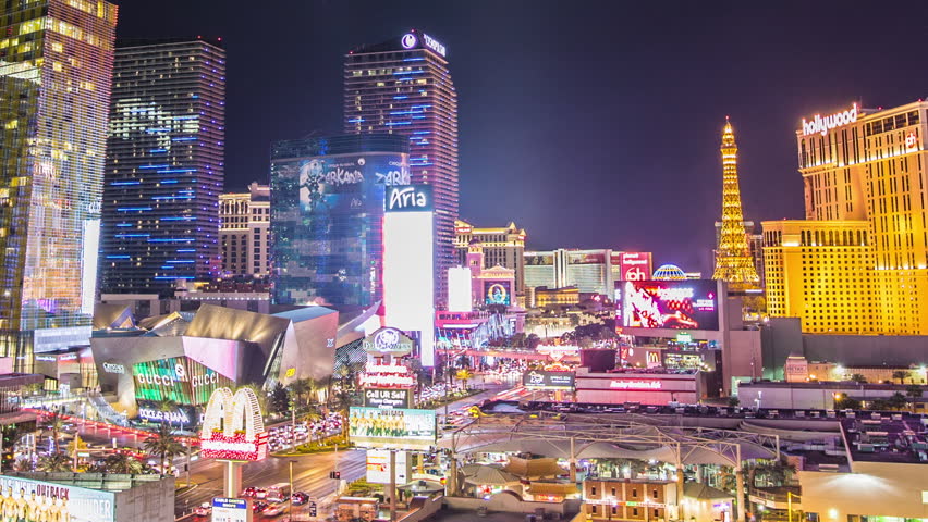 April 2013, Las Vegas, Nevada - Time Lapse Of The Vegas Strip At Night ...