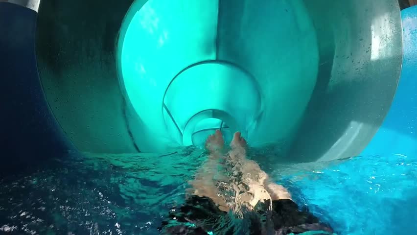 Sliding Down The Waterslide In First Person View Stock Footage Video ...