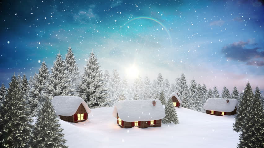 Loop Able Christmas Snow Globe Snowflake With Snowfall On Blue ...