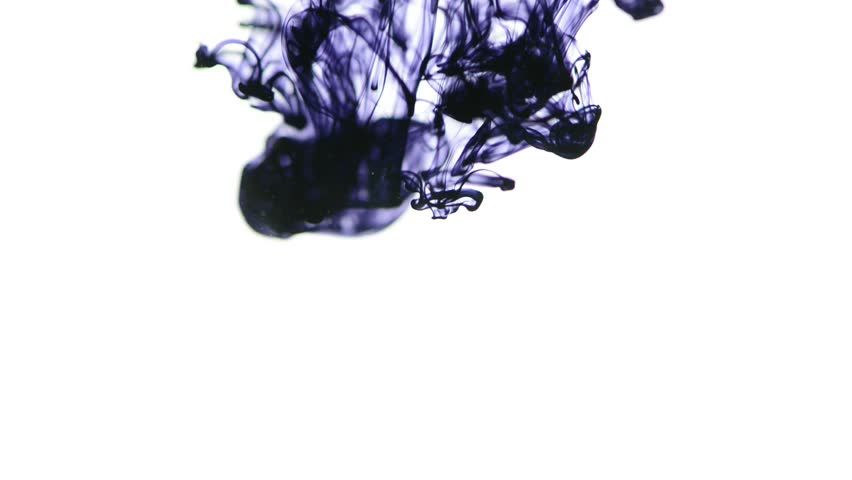 Close-up Blue Ink Being Poured Into Water In Slow Motion With Alpha ...
