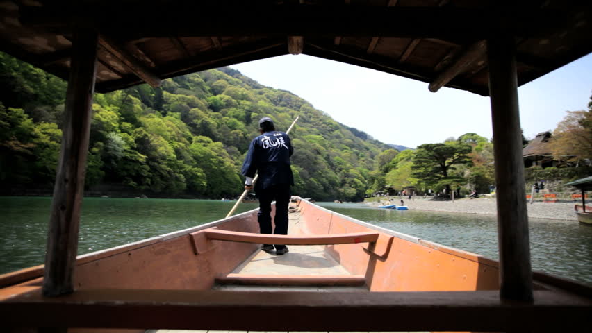 Japanese Boatman Katsura River Hozugawa Kudari Scenic Beauty Tourists ...