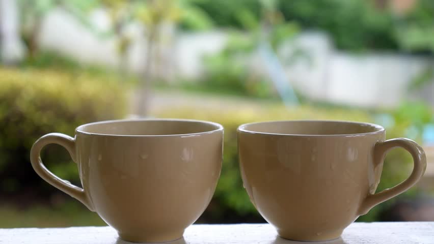 Cup Of Hot Coffee With Steam Outdoors Hd 1920x1080 Stock Hot Steaming Coffee In Two Cups Outdoors Breakfast Summer Cottage Hd 1920x1080