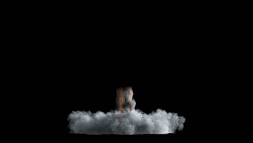 4K Rocket Launch Or Takeoff Smoke And Fire Texture Isolated On Black ...