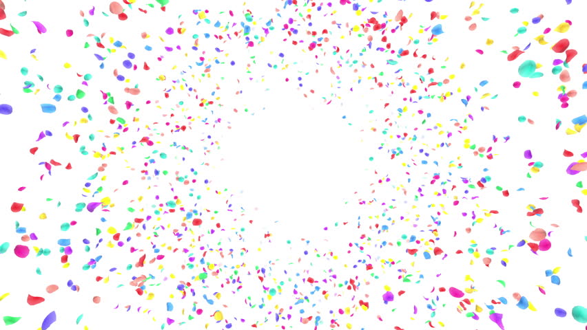 Falling Colorful Confetti On White Background. HQ Seamless Looping
